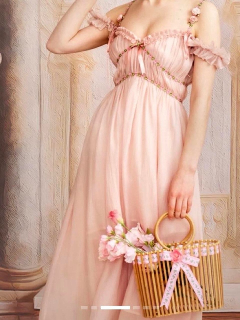 Lacemade Romantic Pink Off-Shoulder Maxi Dress